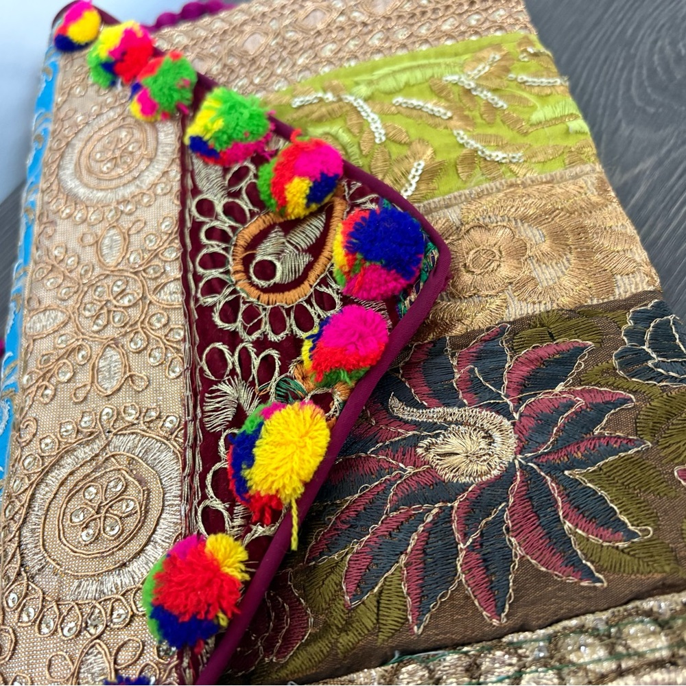 Brocade Patchwork Envelope Clutch Multicolor Cros… - image 8